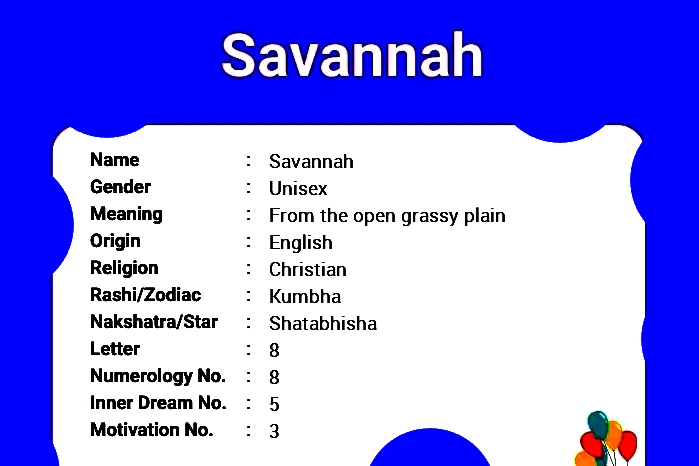 what does the name savannah mean spiritually